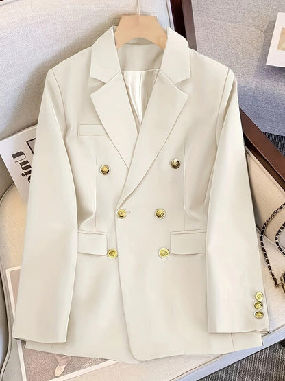 Double-Breasted Blazer with Notched Lapels and Cuff Buttons