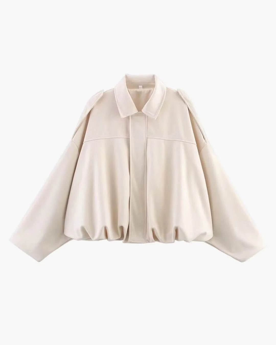 Faux Suede Bomber Jacket with Structured Shirt Collar