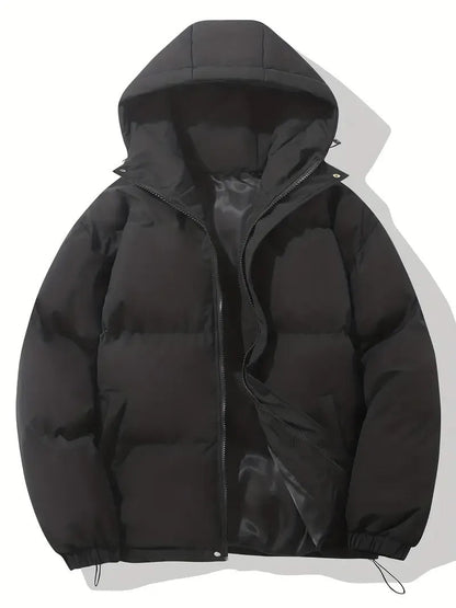 Hooded Puffer Jacket with Quilted Padding and Zip Closure