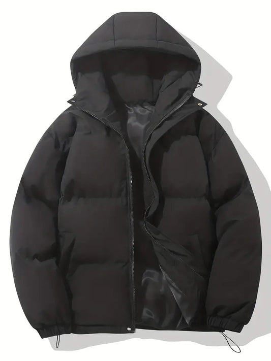 Hooded Puffer Jacket with Quilted Padding and Zip Closure