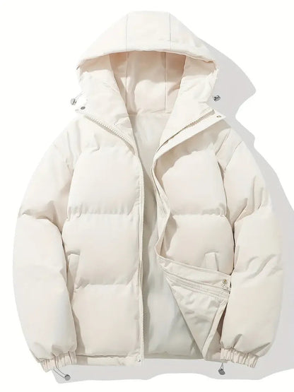 Hooded Puffer Jacket with Quilted Padding and Zip Closure