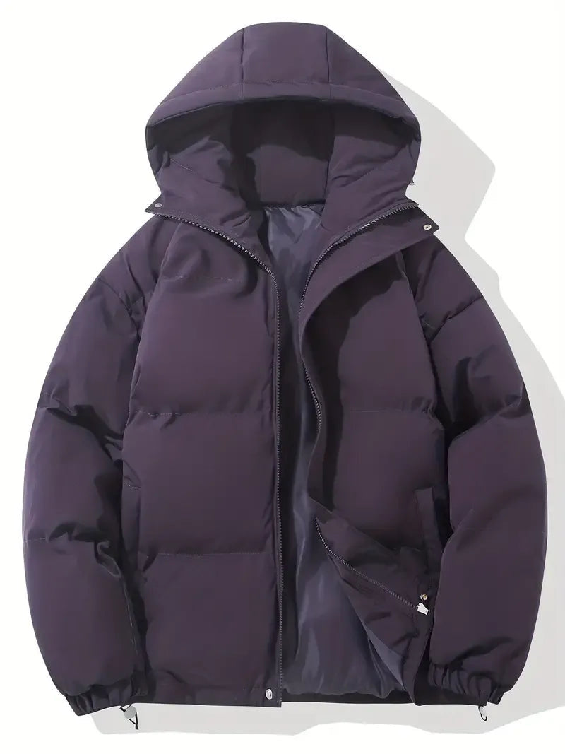 Hooded Puffer Jacket with Quilted Padding and Zip Closure