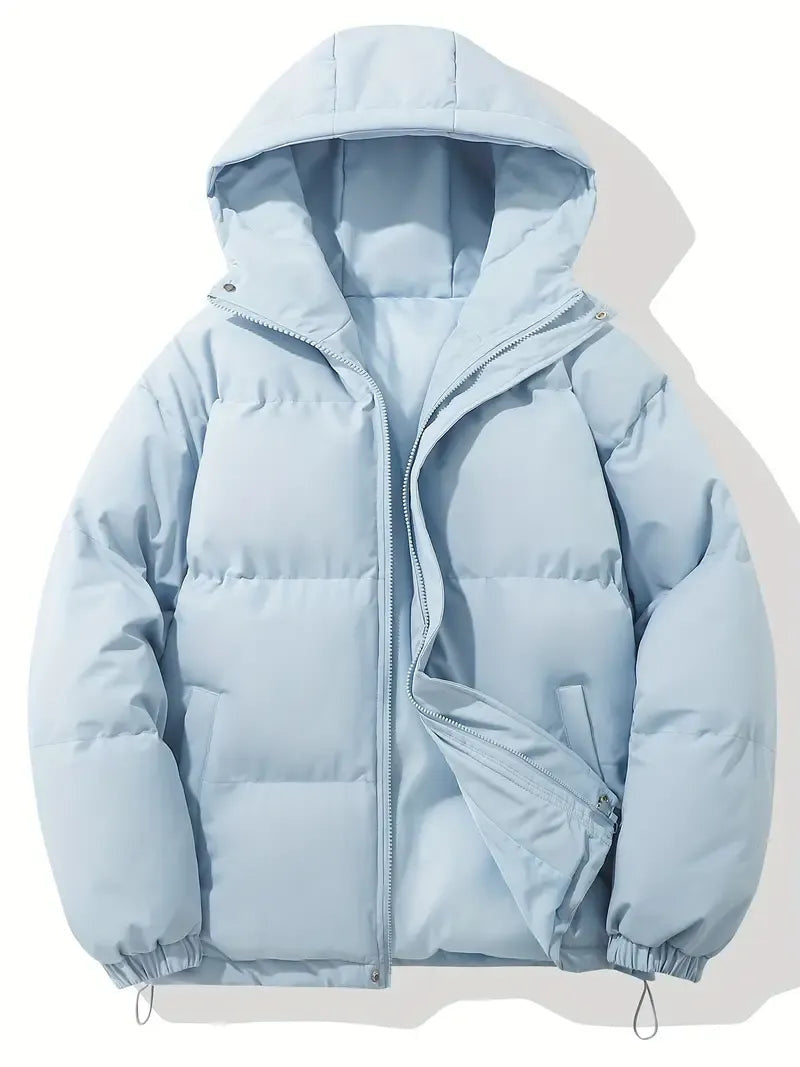 Hooded Puffer Jacket with Quilted Padding and Zip Closure