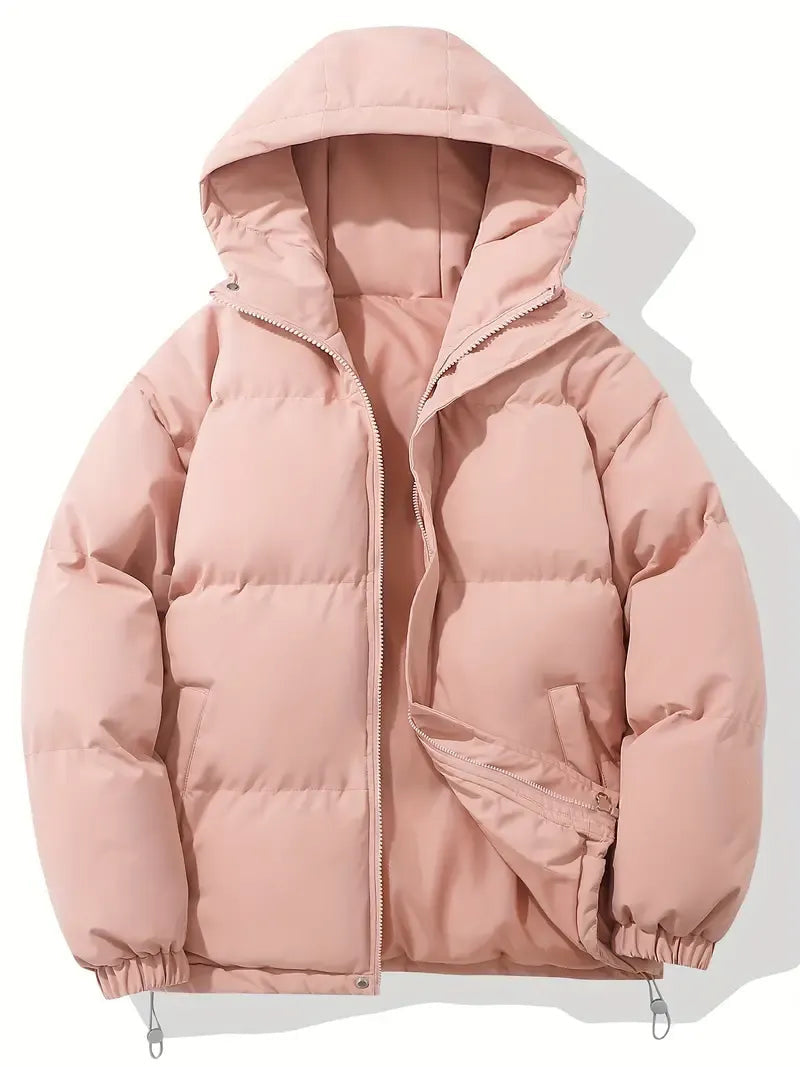 Hooded Puffer Jacket with Quilted Padding and Zip Closure