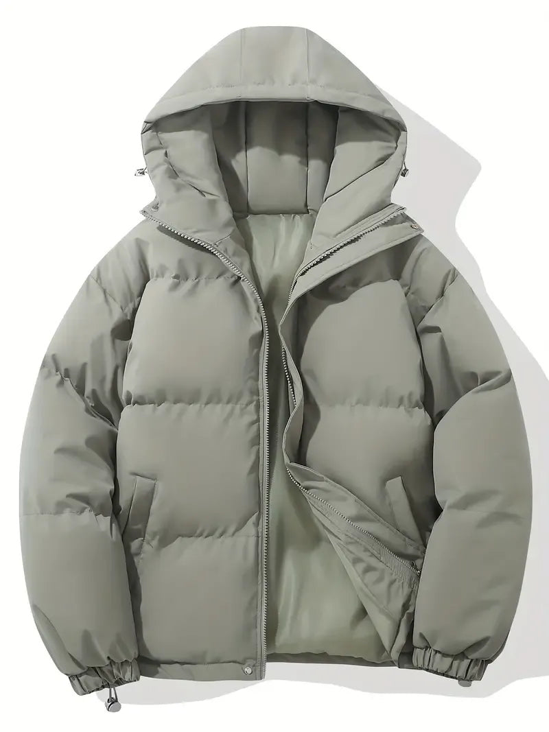 Hooded Puffer Jacket with Quilted Padding and Zip Closure