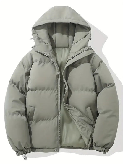 Hooded Puffer Jacket with Quilted Padding and Zip Closure