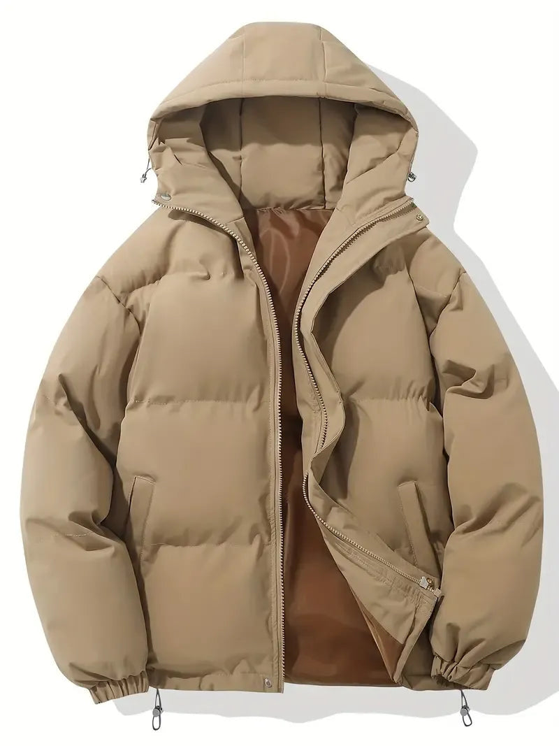 Hooded Puffer Jacket with Quilted Padding and Zip Closure