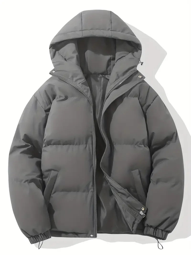 Hooded Puffer Jacket with Quilted Padding and Zip Closure