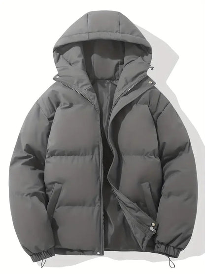 Hooded Puffer Jacket with Quilted Padding and Zip Closure