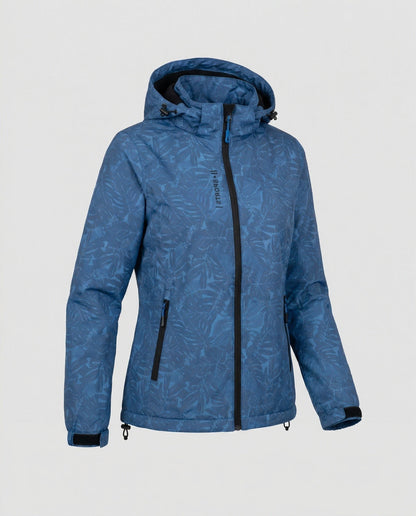 Hooded Rain Jacket with Textured Pattern and Zip Pockets