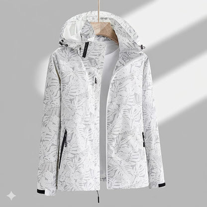 Hooded Rain Jacket with Textured Pattern and Zip Pockets